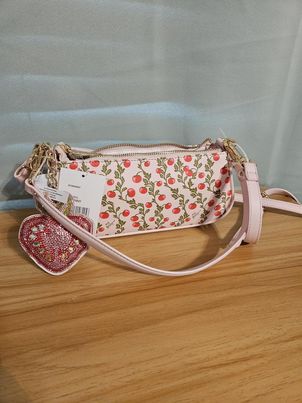 Cherry Print Pink Shoulder Bag